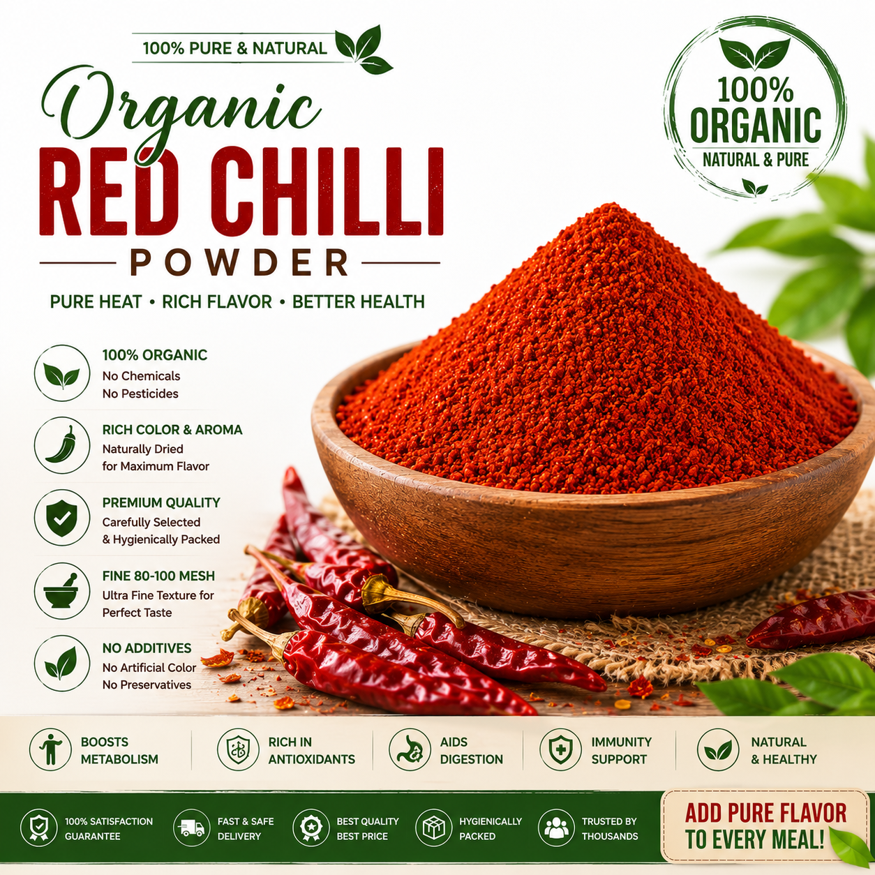 Premium Red Chilli Powder β Pure, Hot & Flavorful | 80β100 Mesh