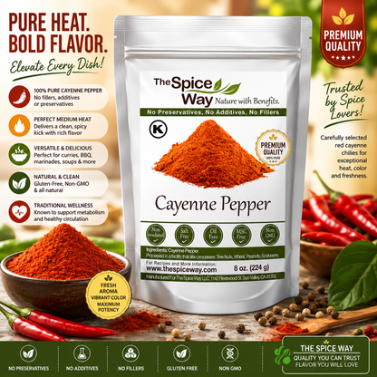 🌶️ The Spice Way Premium Cayenne Pepper Powder 224GM – 100% Pure, Hot & Flavorful