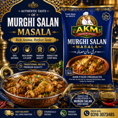 AKM™ Premium Murghi Salan Masala 1KG – Authentic Pakistani Spice Blend for Restaurant-Style Chicken Curry