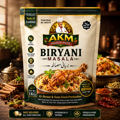 AKM™ Premium Biryani Masala 1KG – Authentic Pakistani Spice Blend for Restaurant-Style Chicken, Beef & Mutton Biryani
