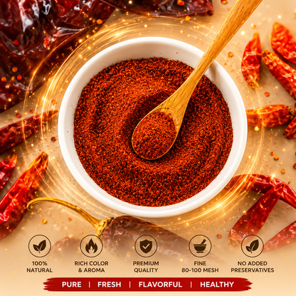 Premium Red Chilli Powder – Pure, Hot & Flavorful | 80–100 Mesh