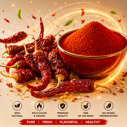 Premium Red Chilli Powder – Pure, Hot & Flavorful | 80–100 Mesh