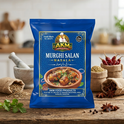 AKM™ Premium Murghi Salan Masala 1KG – Authentic Pakistani Spice Blend for Restaurant-Style Chicken Curry