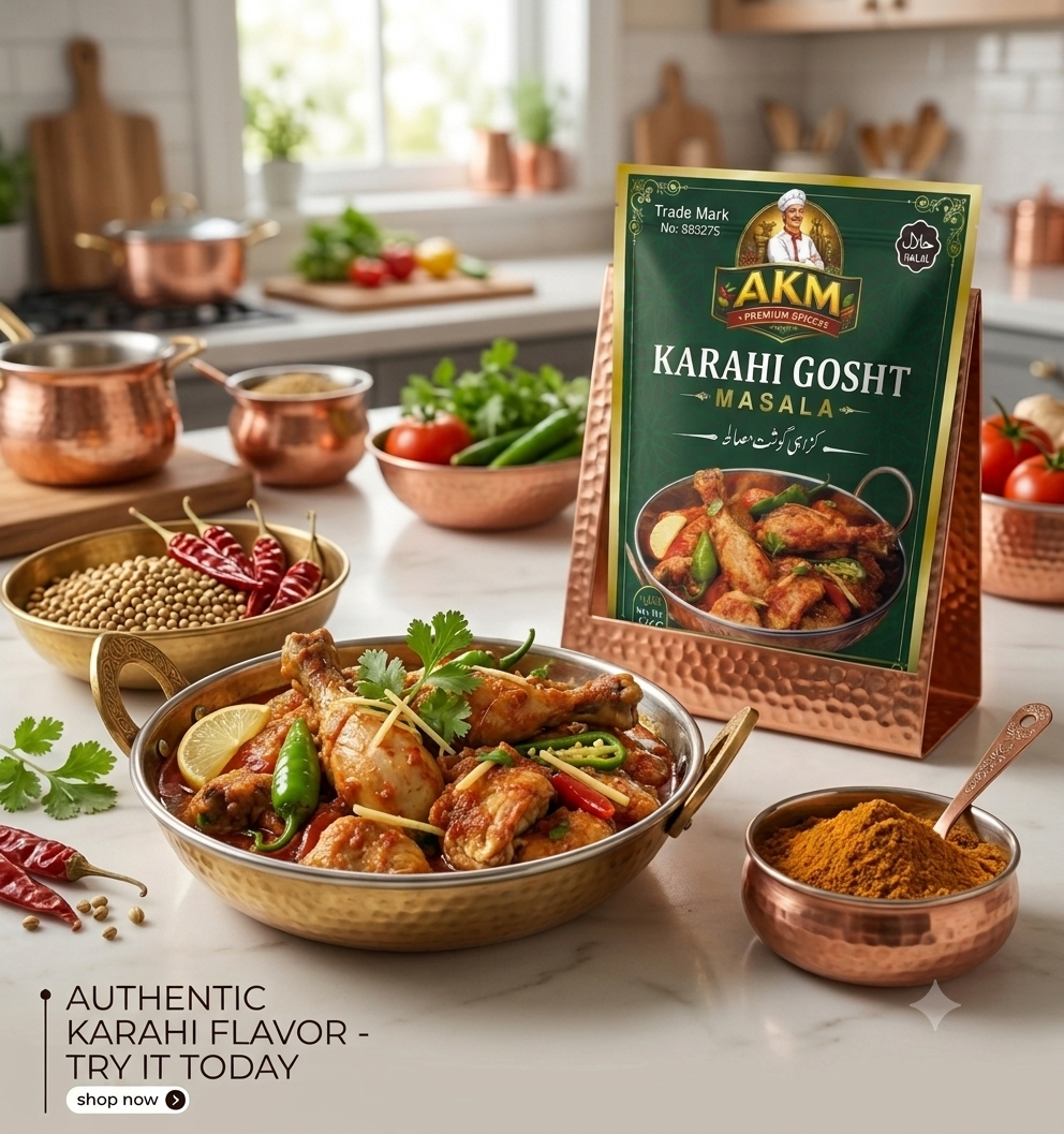 AKM™ Premium Karahi Gosht Masala 1KG – Authentic Pakistani Spice Blend for Restaurant-Style Chicken & Mutton Karahi