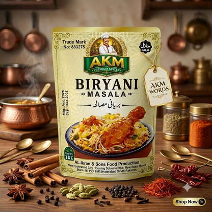 AKM™ Premium Biryani Masala 1KG – Authentic Pakistani Spice Blend for Restaurant-Style Chicken, Beef & Mutton Biryani